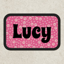 Retro Pink Paw Print with Custom Name Lucy