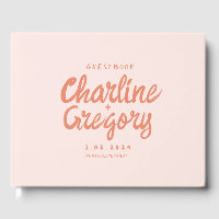 Retro Pink PeachyHandwriting Wedding 
