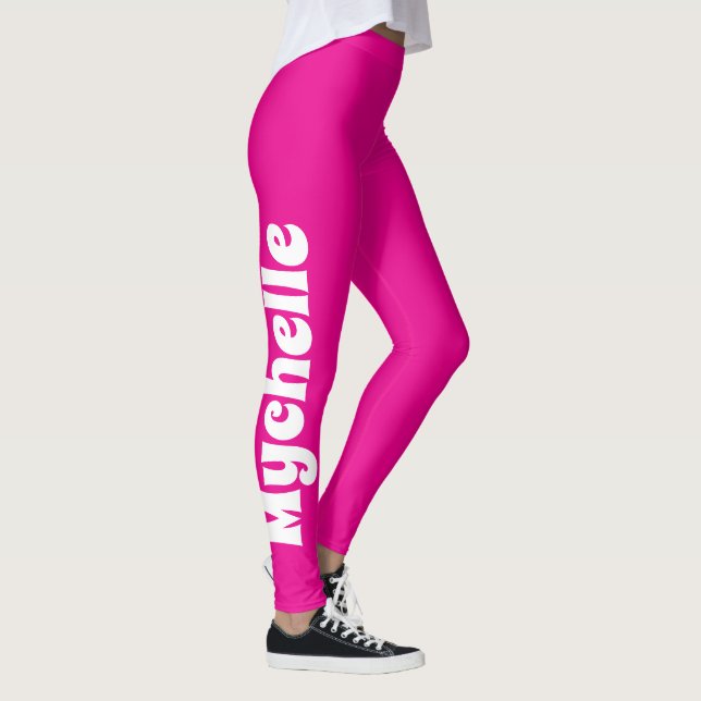 Retro Pink Personalised Yoga & Pilates Leggings (Right)
