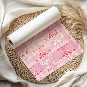 Retro Pink Plaid Whimsical Holiday  Tissue Paper