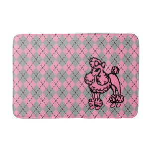 Retro Pink Poodle Bathroom Rug Bath Mat