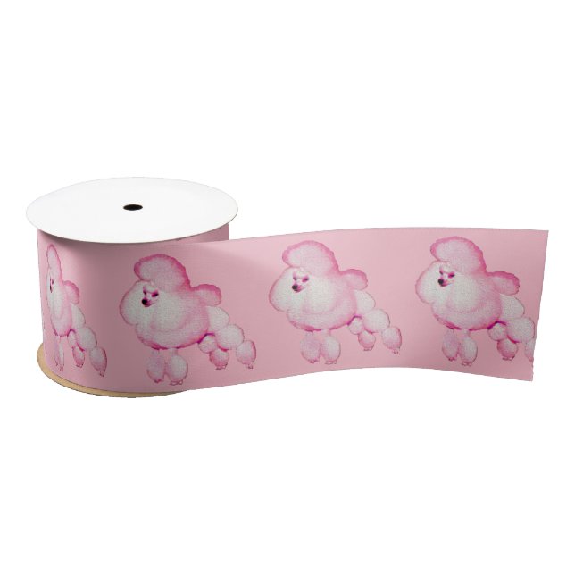 Retro Pink Poodle Satin Craft Ribbon Satin Ribbon (Spool)