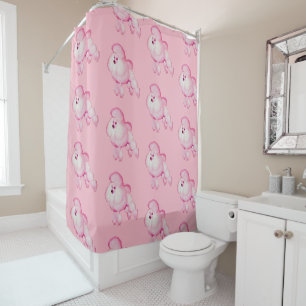 Retro Pink Poodle Shower Curtain