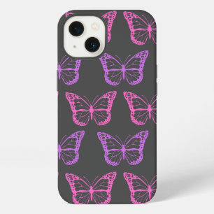 Retro Pink Purple Floral Butterfly Girl Pattern iPhone 13 Case