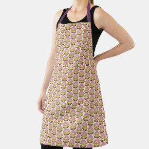 Retro Pink & Purple Floral Pattern Apron