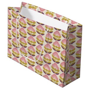 Retro Pink & Purple Floral Pattern Large Gift Bag