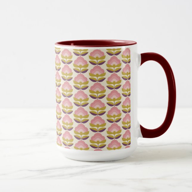 Retro Pink & Purple Floral Pattern Mug (Right)
