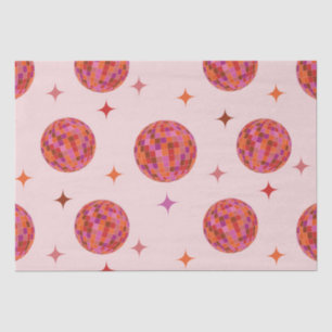 Retro Pink Purple Orange Disco Balls with Stars  Tissue Paper