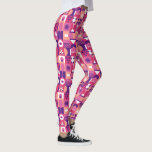 Retro Pink Purple Wine Bauhaus Pattern Leggings<br><div class="desc">Retro Pink Purple Wine Bauhaus Pattern Leggings features a vintage wine pattern in pink,  purple and white. Perfect gifts for wine lovers for birthdays,  celebrations,  thank you gifts,  staff,  Christmas and holiday gifts. Created by Evco Studio www.zazzle.com/store/evcostudio</div>