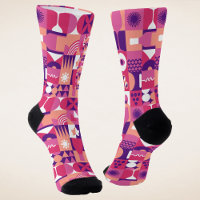 Retro Pink Purple Wine Bauhaus Pattern
