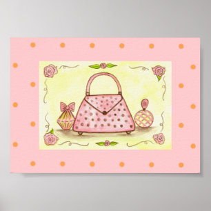 Retro Pink Purse Perfume Boutique Wall Art Print