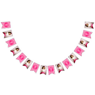 Retro Pink Queen Of Hearts Birthday Party Photo Bunting