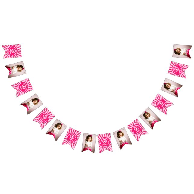 Retro Pink Queen Of Hearts Birthday Party Photo Bunting (All)