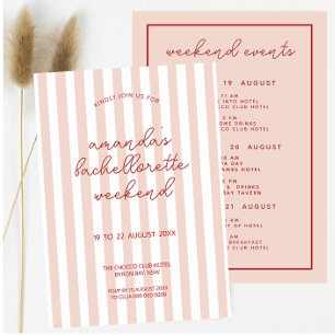 Retro Pink Red Bachelorette Weekend  Invitation