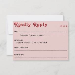 Retro Pink Red & Black Wedding RSVP