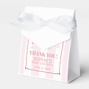 Retro Pink Red Border Brunch & Bubbly Baby Shower Favour Box