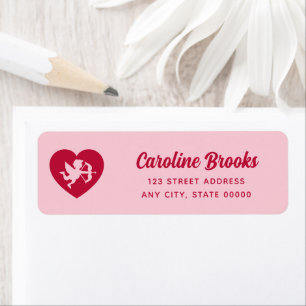 Retro Pink Red Cupid Heart Wedding Return Address