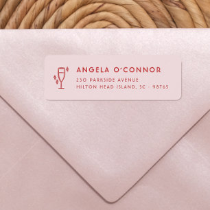 Retro Pink & Red Groovy Modern Return Address