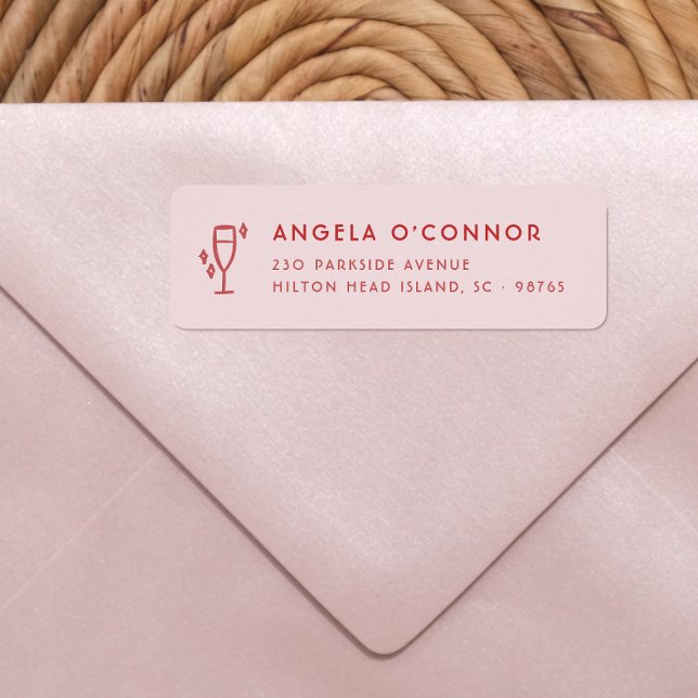 Retro Pink & Red Groovy Modern Return Address (Return Address Label Mock-up)