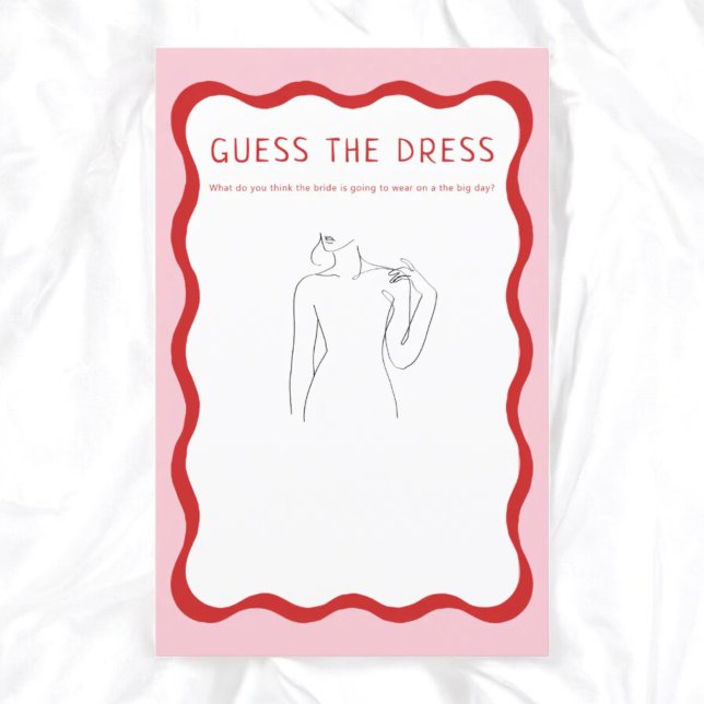 Retro Pink Red Guess The Dress Bridal Game (Creator Uploaded)