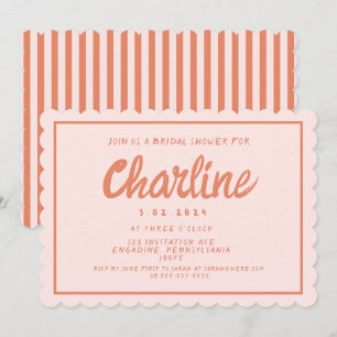 Retro Pink &Red Handwriting Bridal Shower Invitati Invitation