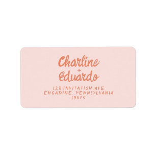 Retro Pink &Red Handwriting Wedding  Label