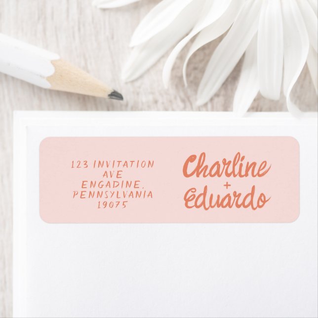 Retro Pink &Red Handwriting Wedding  Label (Insitu)