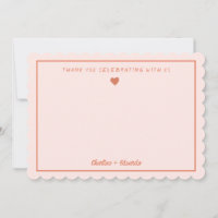 Retro Pink&Red Handwriting Wedding Thank you 