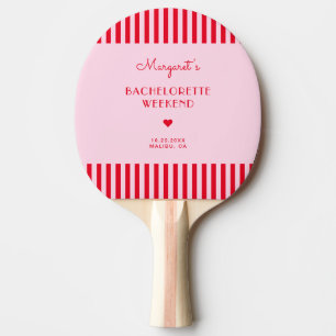 Retro Pink & Red Stripes Bachelorette Party Ping Pong Paddle