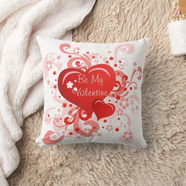 Retro Pink Red Valentine's Day Throw Pillow (Blanket)