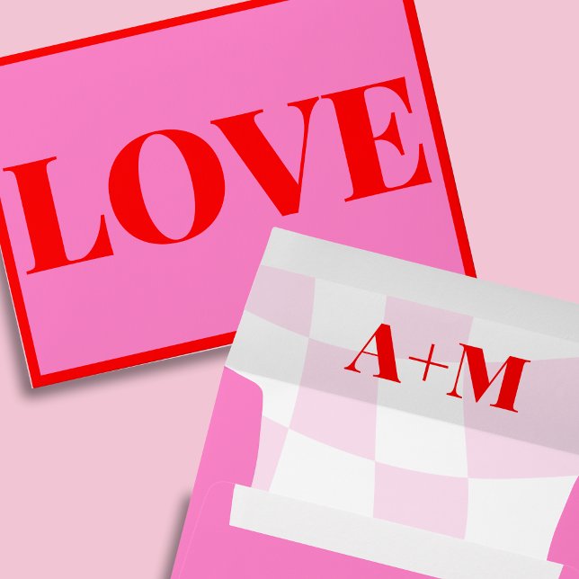 Retro Pink Red Vibrant Valentine's Day Envelope (Creator Uploaded)
