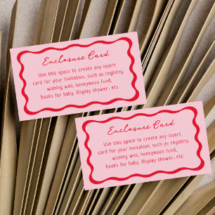 Retro Pink Red Wavy Frame Bridal Shower Enclosure Card