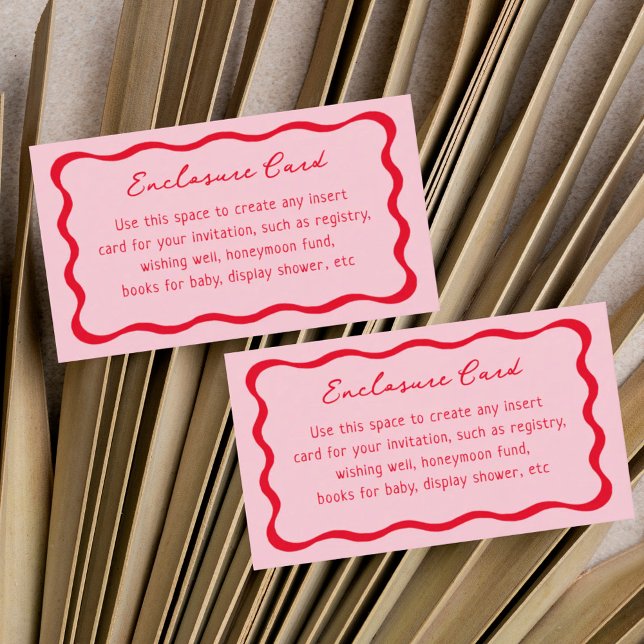 Retro Pink Red Wavy Frame Bridal Shower Enclosure Card (Creator Uploaded)