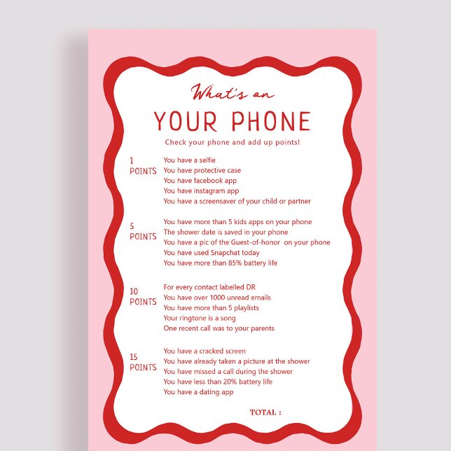 Retro Pink Red What's On Your Phone Game (Creator Uploaded)