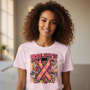 Retro Pink Ribbon Hope Tour '25 Cancer Awareness T-Shirt