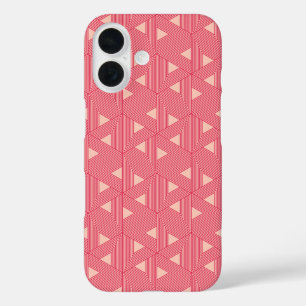 Retro Pink Sakura Japan Triangle Geometric Pattern iPhone 16 Case