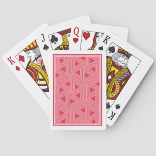 Retro Pink Sakura Japan Triangle Geometric Pattern Playing Cards