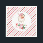 Retro Pink Santa Baby christmas baby shower Napkin<br><div class="desc">retro pink Santa Baby  christmas themed baby shower paper party napkins.</div>