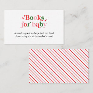 Retro Pink Santa Baby Shower Book Request Enclosure Card