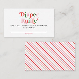 Retro Pink Santa Baby Shower Diaper Raffle Enclosure Card