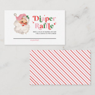 Retro Pink Santa Baby Shower Diaper Raffle Enclosure Card