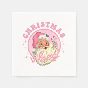 Retro Pink Santa Claus Pink Christmas Vibes Christ Napkin