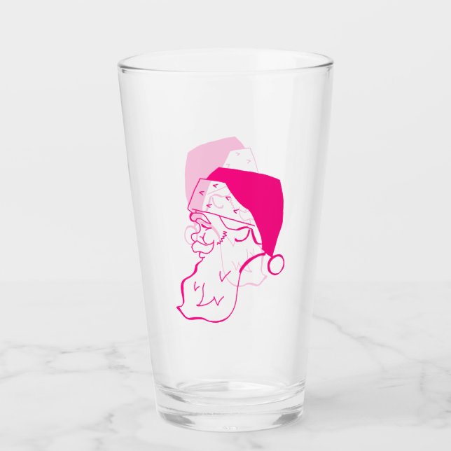 Retro Pink Santa Glass (Front)