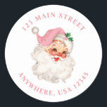 Retro pink santa retro address label<br><div class="desc">Retro pink santa christmas return address label.</div>