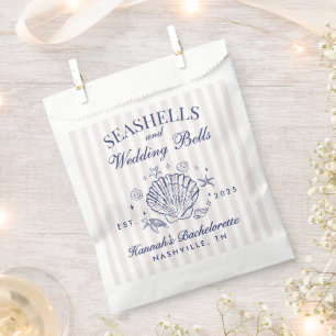 Retro Pink Seashells & Wedding Bells Bachelorette Favour Bags