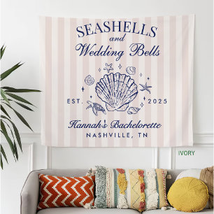 Retro Pink Seashells & Wedding Bells Bachelorette  Fleece Blanket