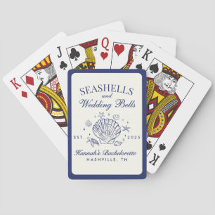Retro Pink Seashells & Wedding Bells Bachelorette  Playing Cards