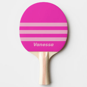 Retro Pink Sky Three Across Striping with Name Ping Pong Paddle