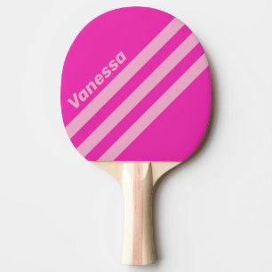 Retro Pink Sky Three Angled Striping with Name Ping Pong Paddle