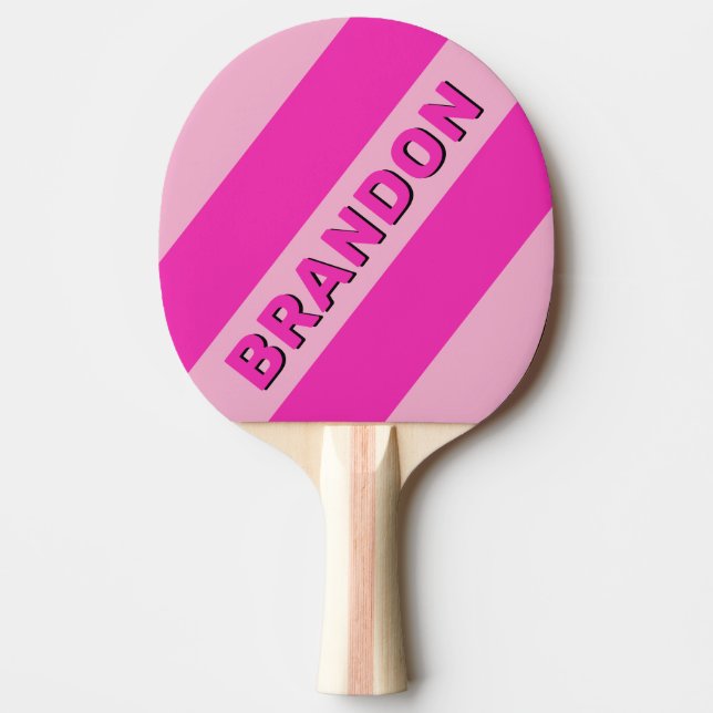 Retro Pink Sky Three Bold Stripes with Name Ping Pong Paddle (Front)